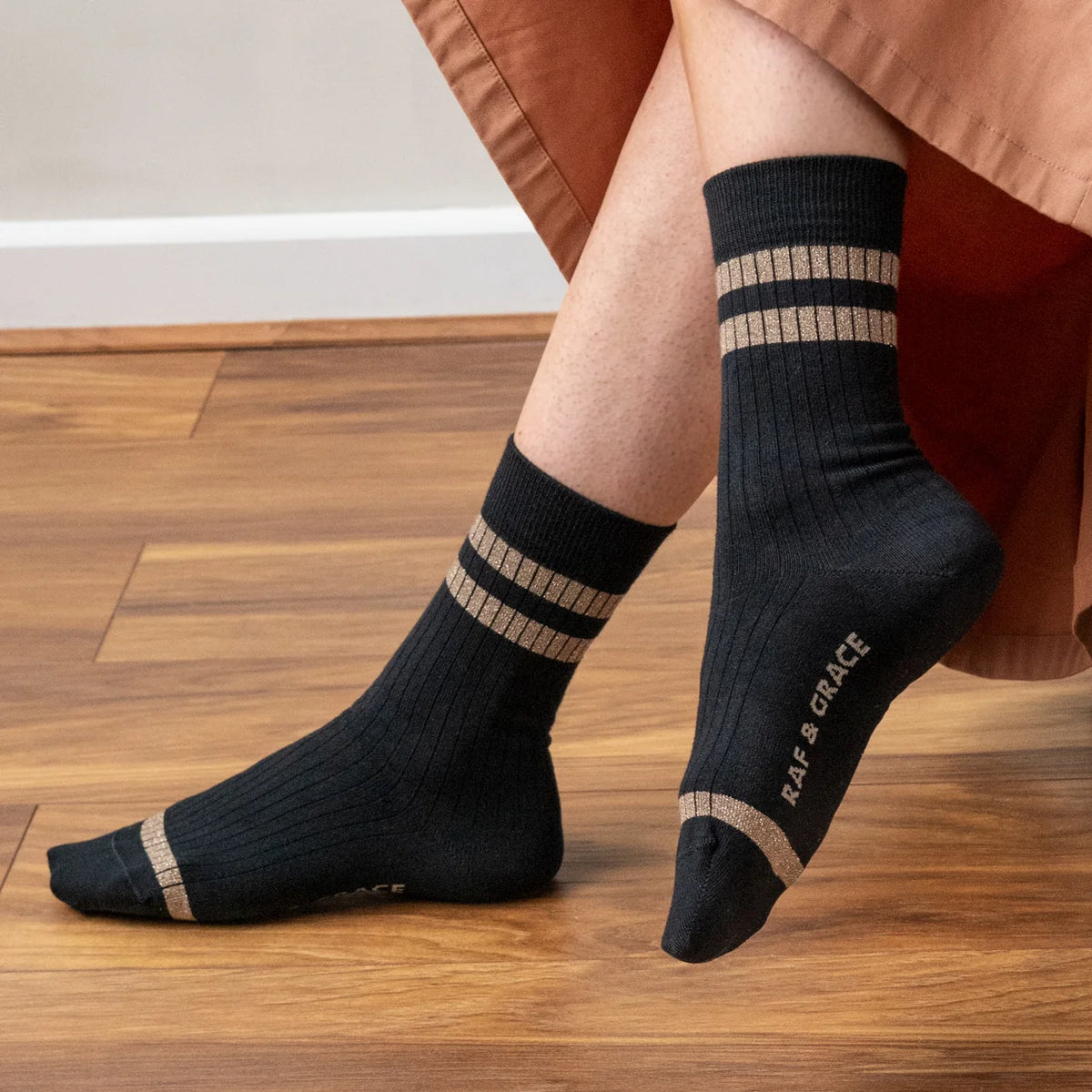 Luxe Cotton Socks - Black & Gold