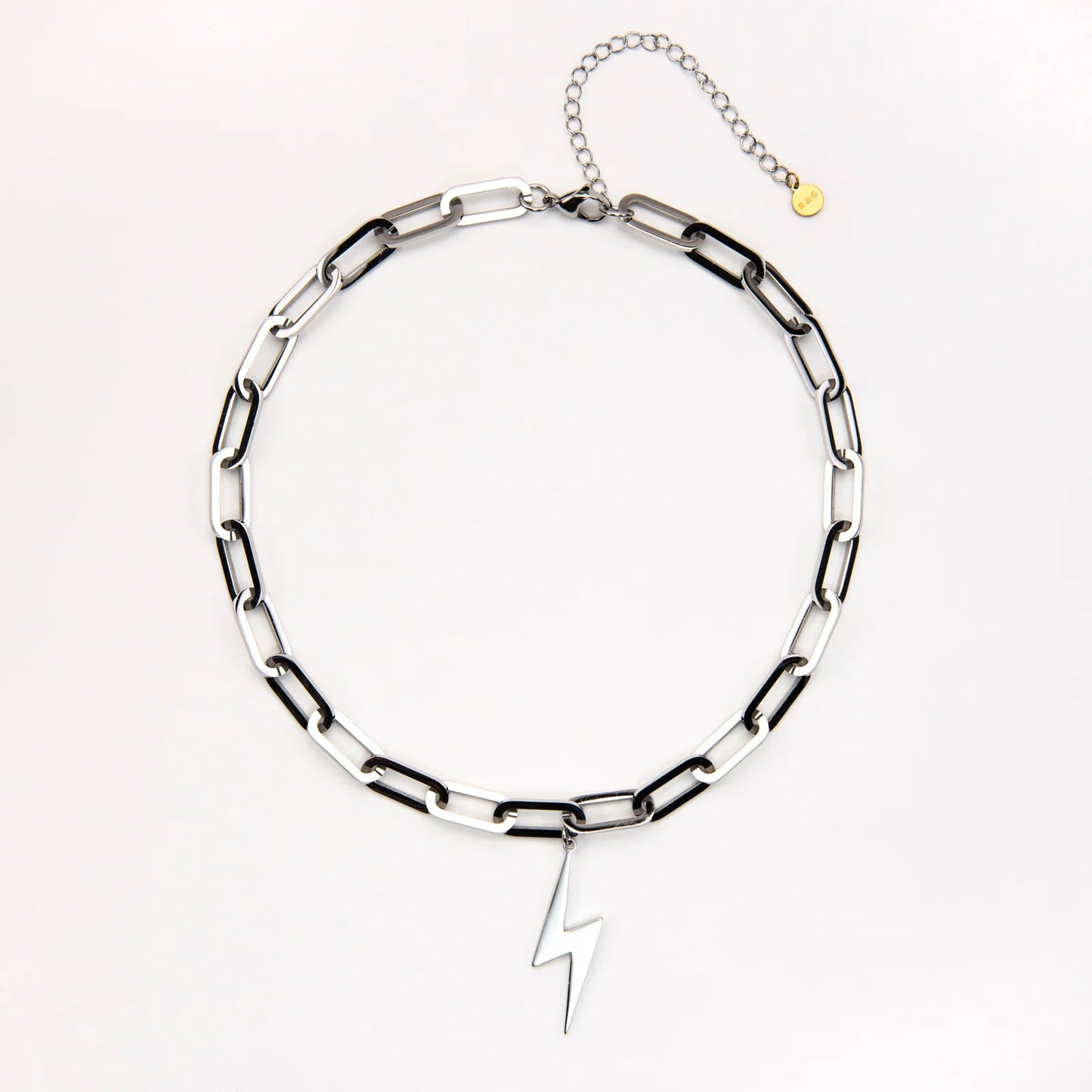 Chunky Silver Plated Lightning Bolt Necklace