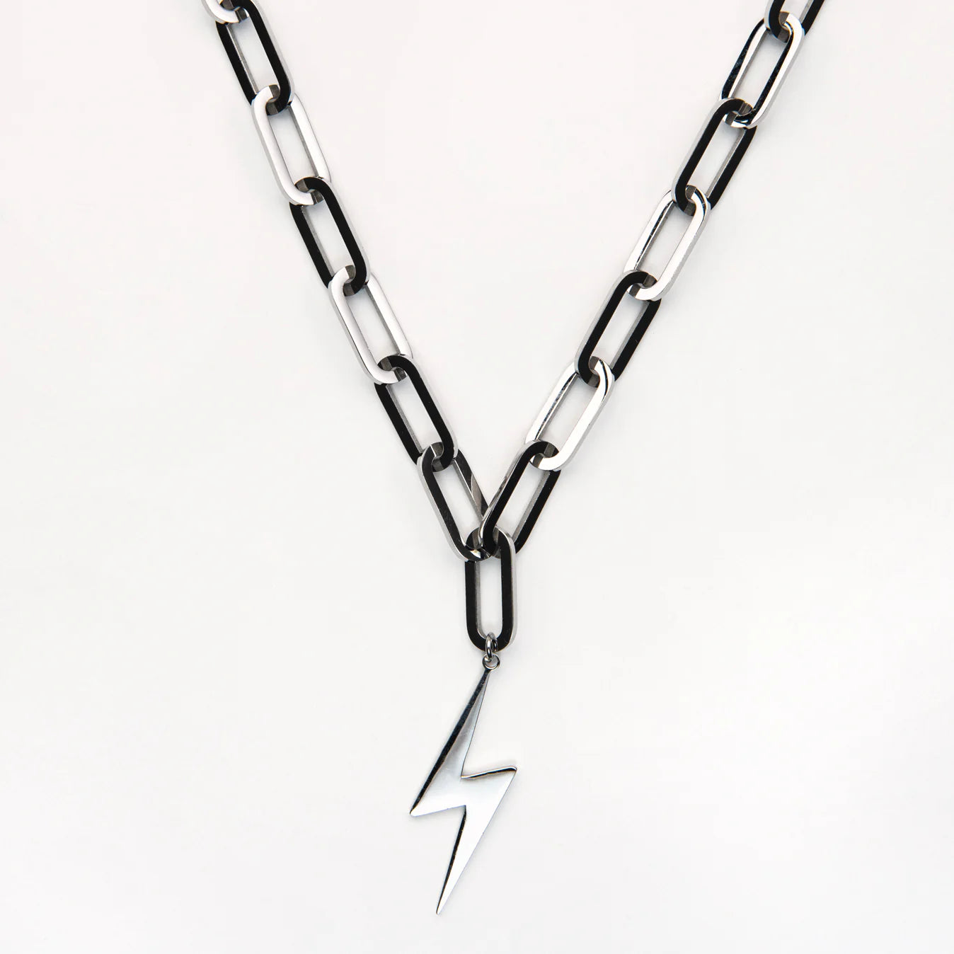 Chunky Silver Plated Lightning Bolt Necklace
