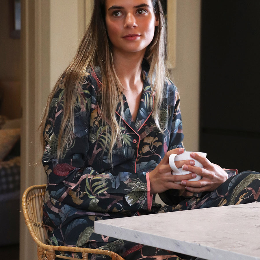 Dusky Mix Tropical Print Luxury Pyjama Set