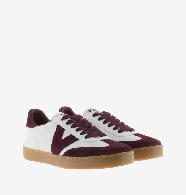 Berlin Split Leather Cyclist Trainer - Burgundy