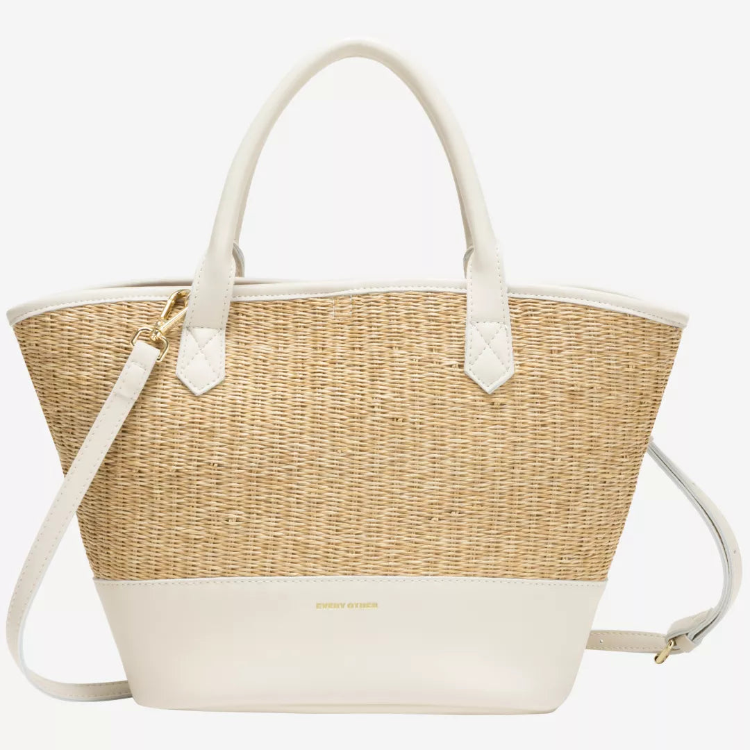 Soleil Rattan Bag - White