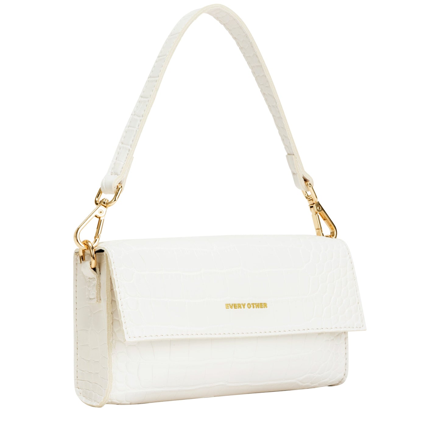 Croc Flap Over Shoulder Crossbody - Off White