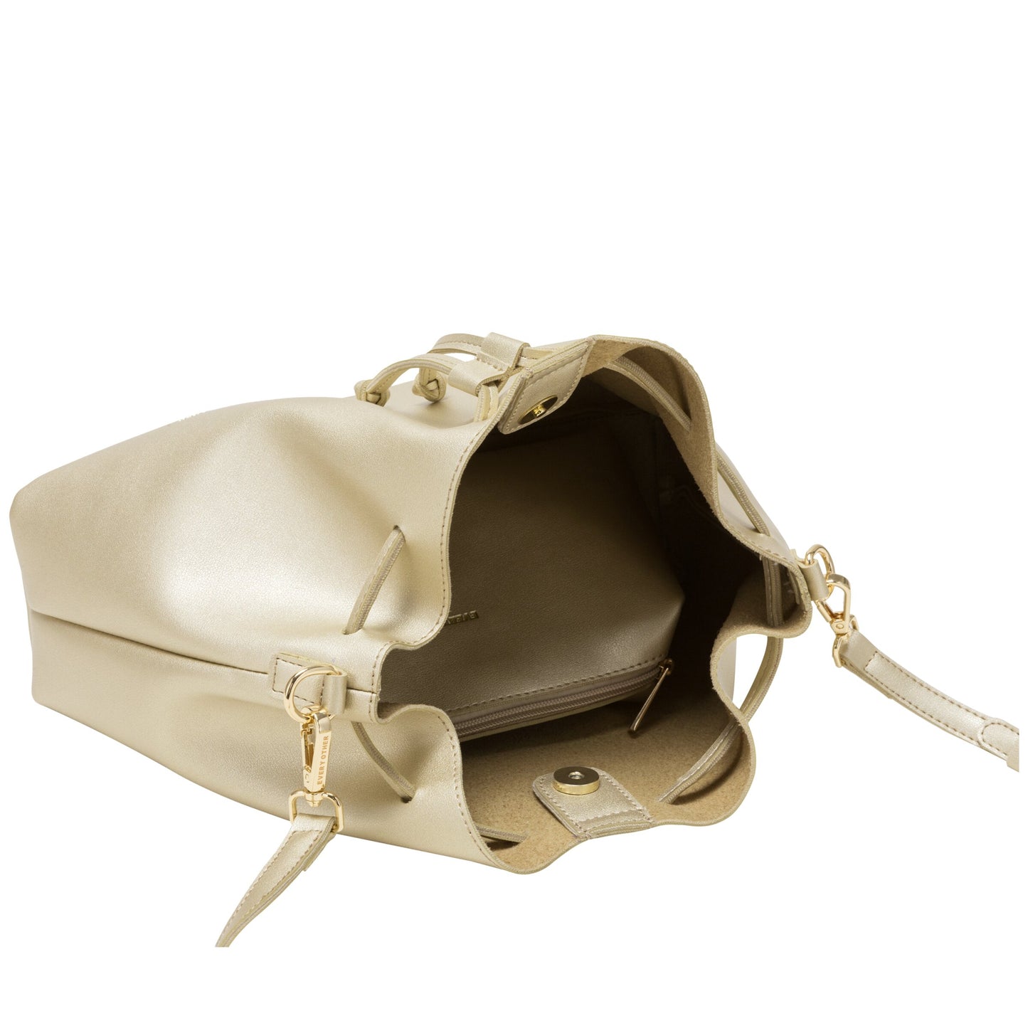 Drawstring Shoulder Cross Body Bag - Gold