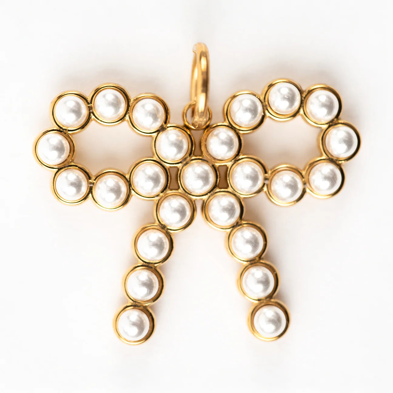 Stella Pearl Bow Necklace - Gold Plated