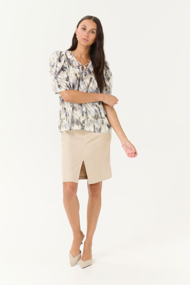KAvicki Blouse - Grey Graphic Blur Print