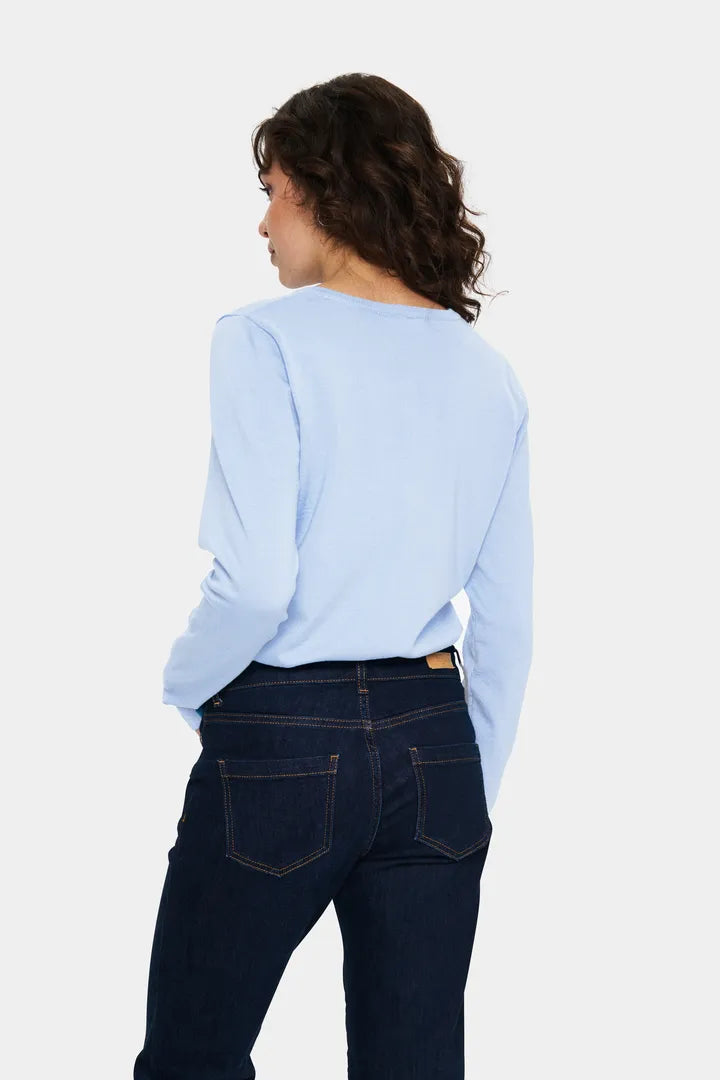 MilaSZ Round Neck Cardigan - Chambray Blue