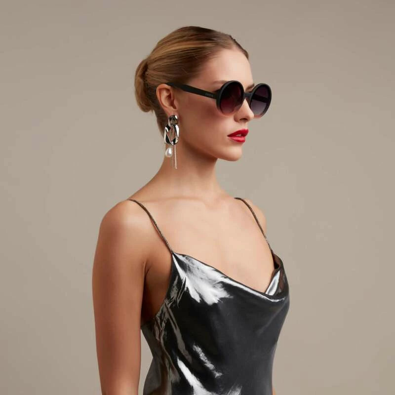Monica Round Sunglasses - Black Shaded Rose