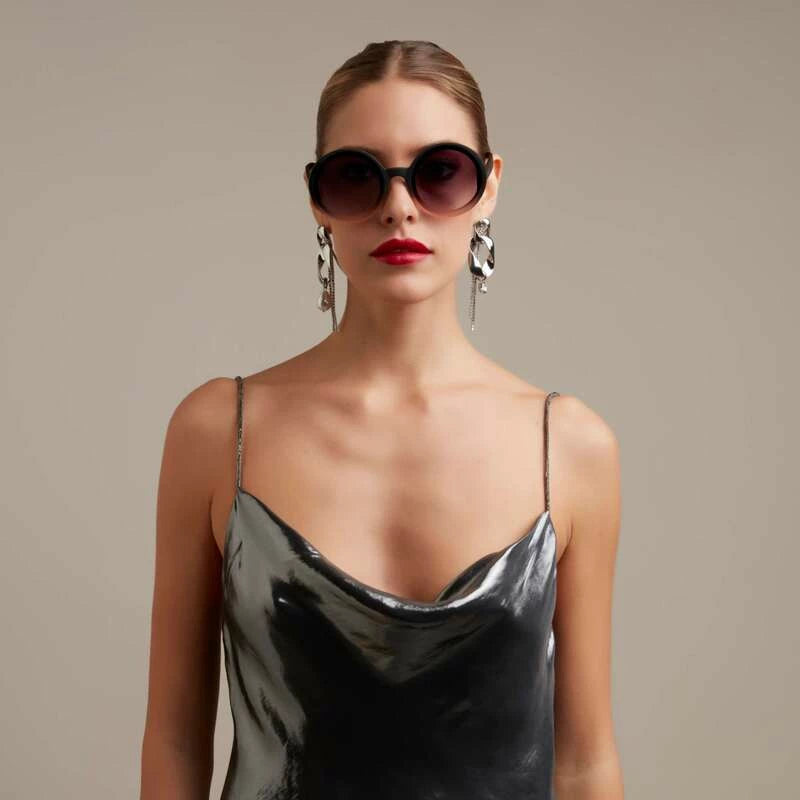 Monica Round Sunglasses - Black Shaded Rose