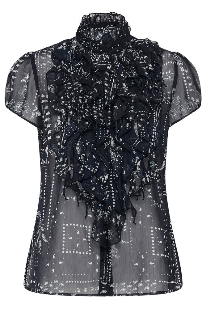 LiljaSZ Crinkle Short Sleeve Shirt - Night Sky Paisley