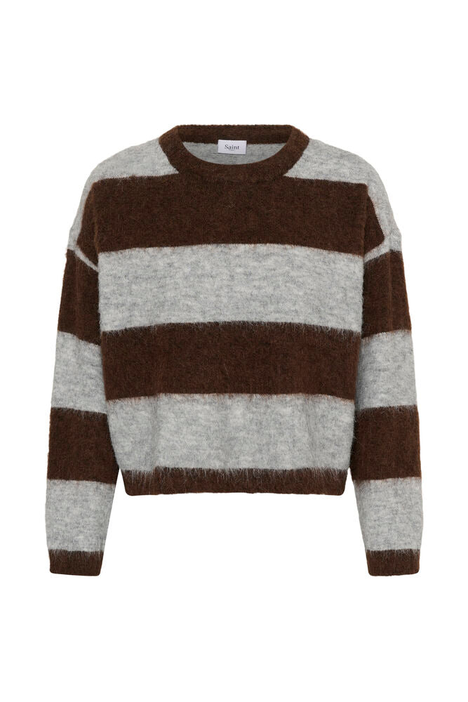 TayzieSZ Pullover - Chocolate Grey Melange Stripe
