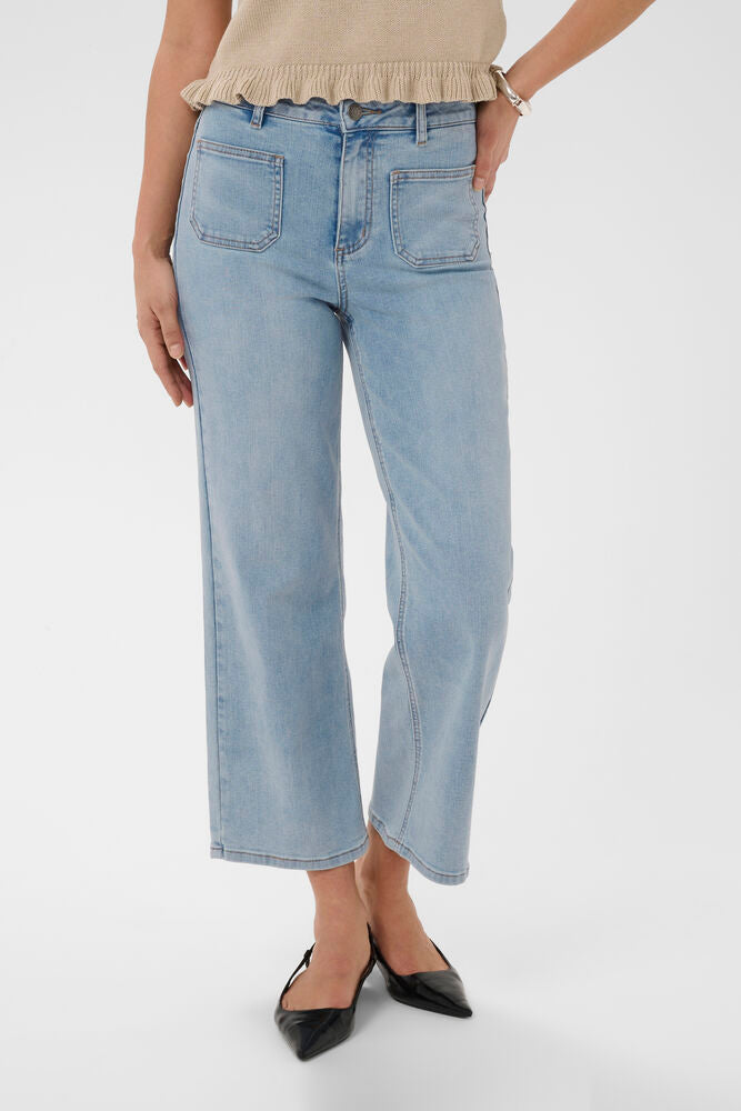 KAbrook High Waisted Cropped Fit Jeans - Light Blue
