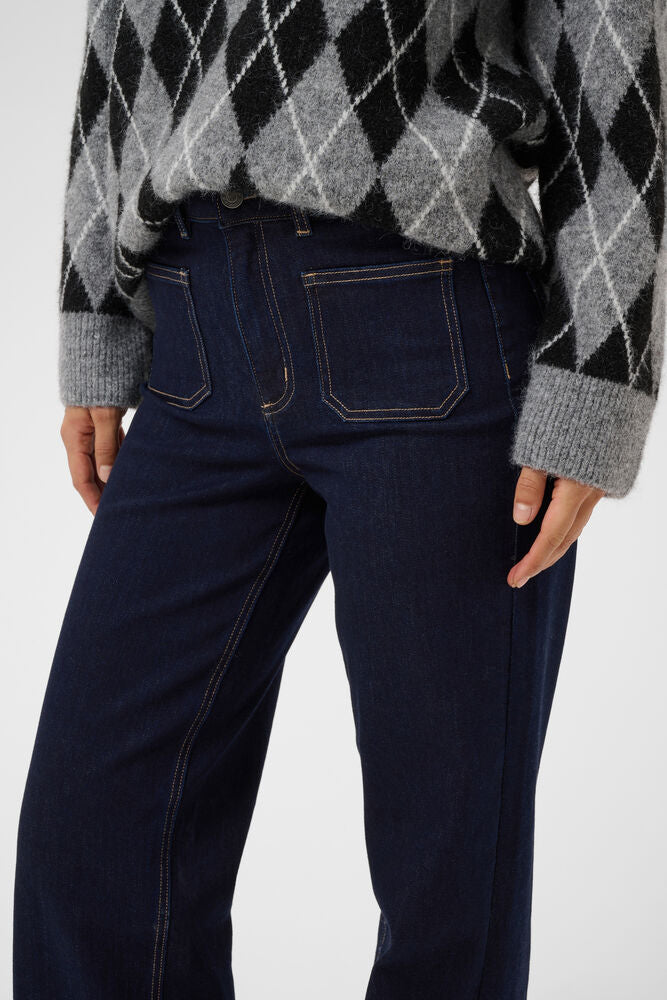 KAbrook High Waisted Regular Fit Jeans - Dark Blue