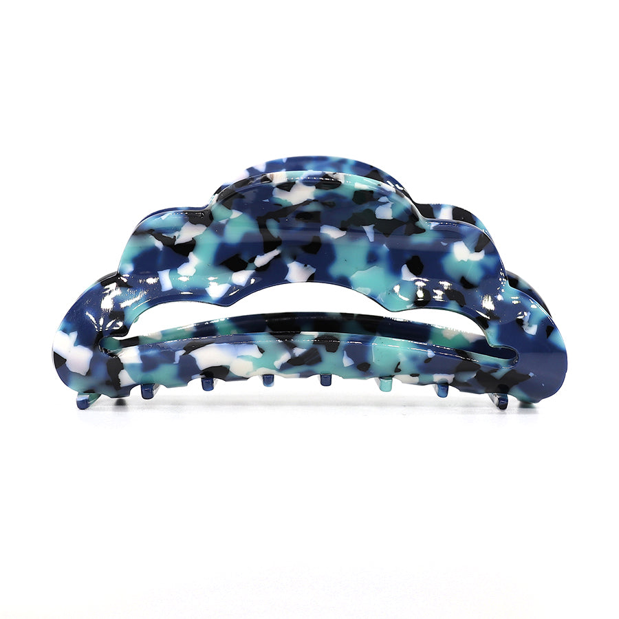 Dark Blue Mix Acrylic Scalloped Claw Clip