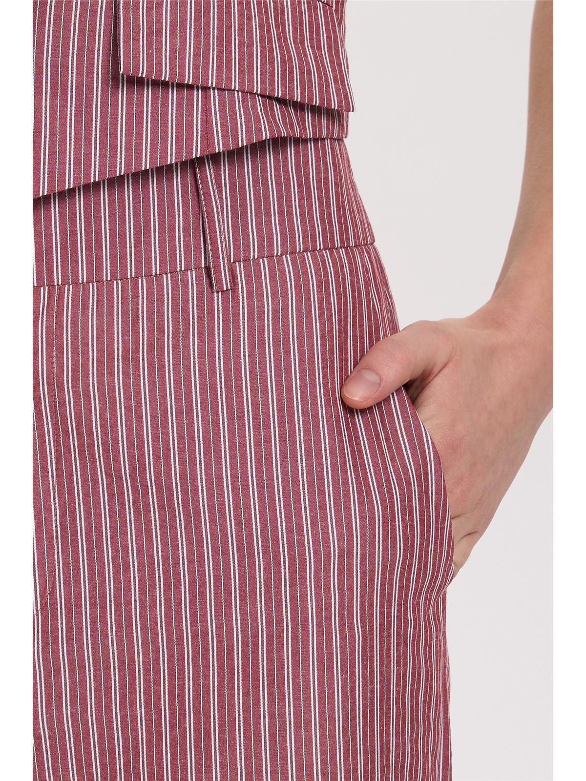 Wide Leg Striped Trousers -Bordeaux