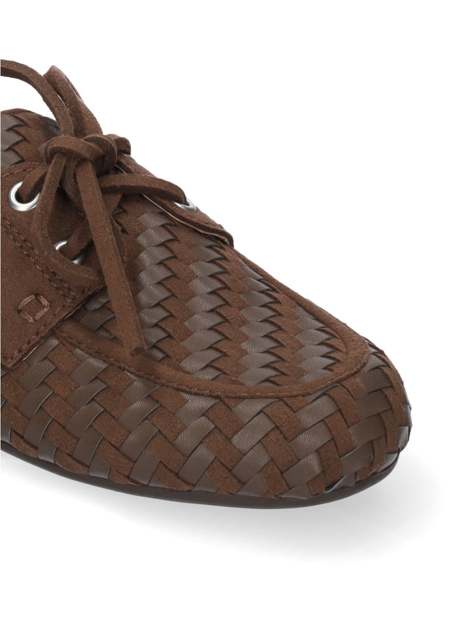 Tana Woven Boat Shoe - Dark Brown