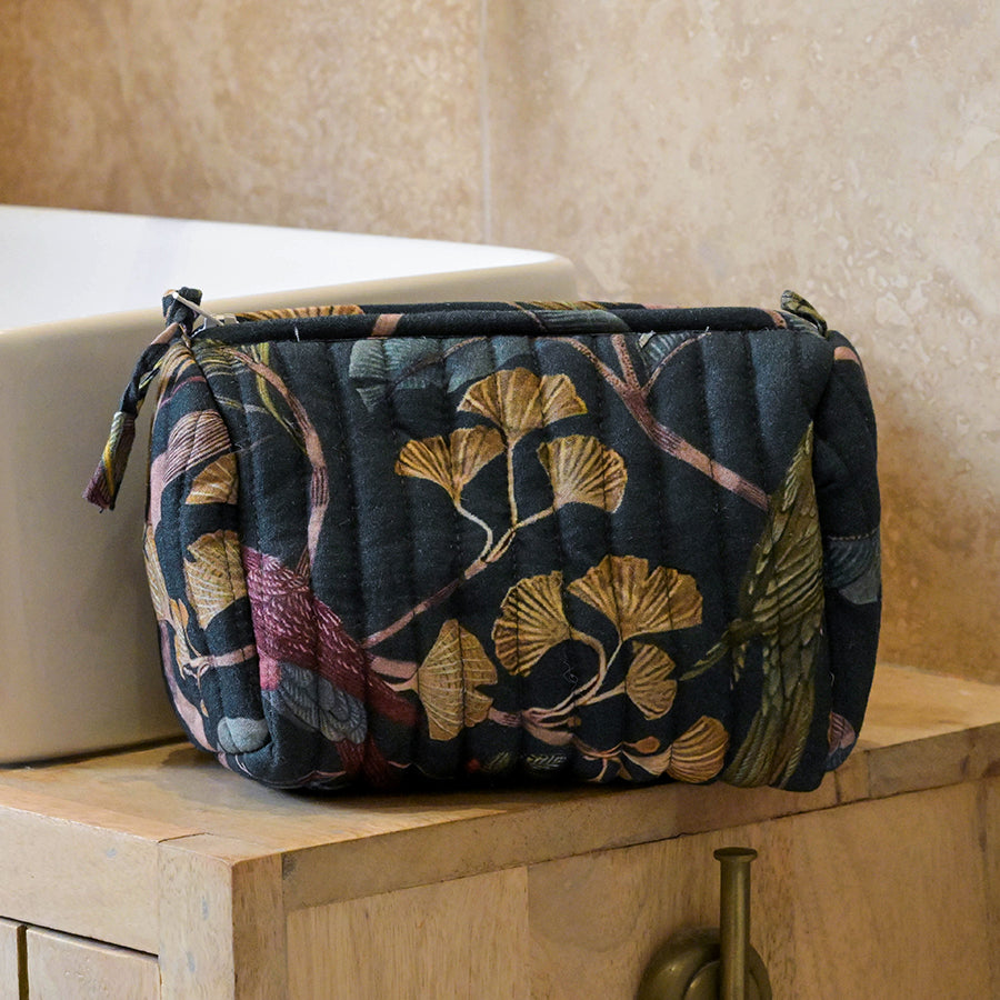 Dusky mix tropical quilted make-up bag