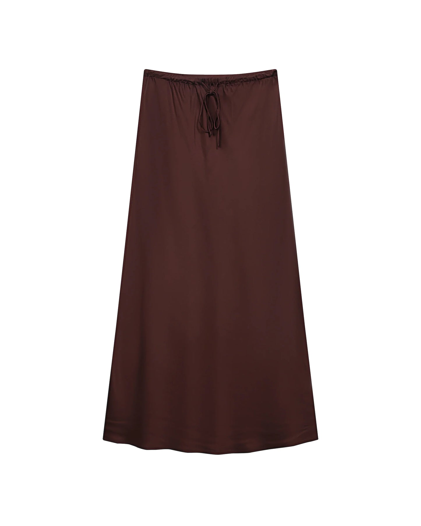 Talmas Long Satin Skirt - Chocolate