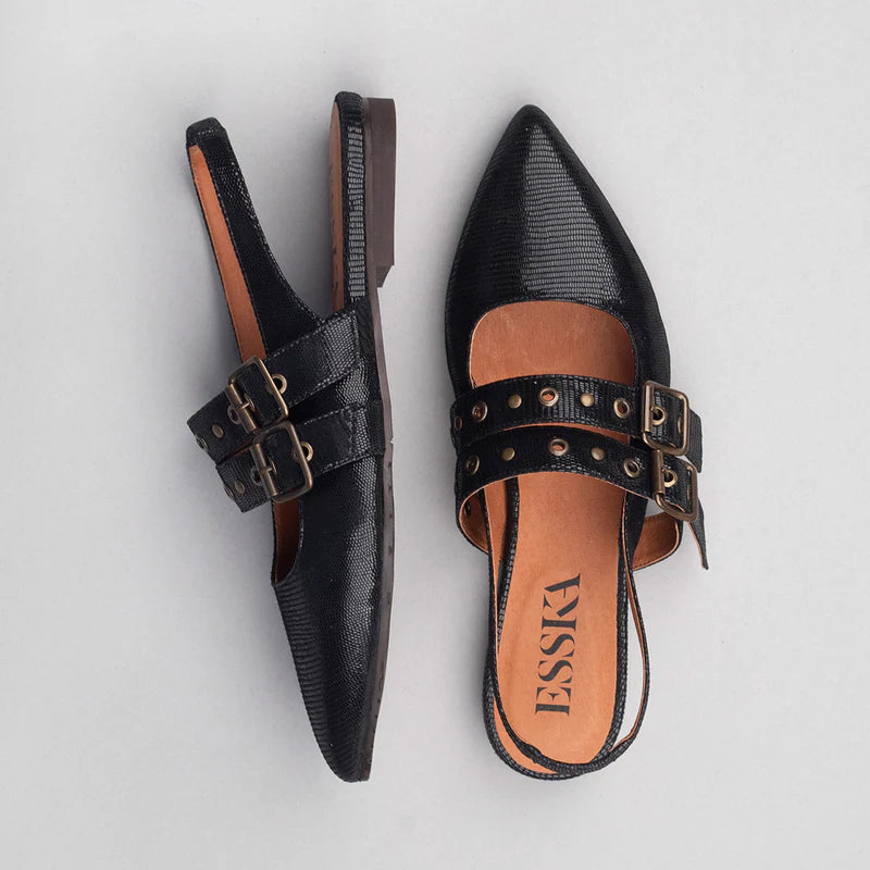 Hope Pointy Sling Back - Metallic Black