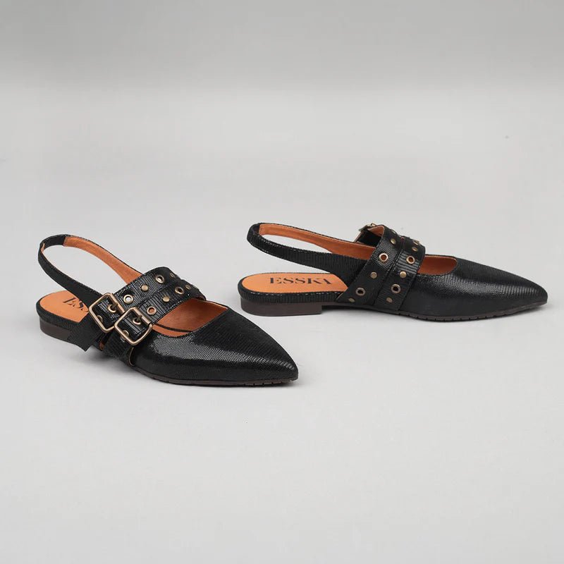 Hope Pointy Sling Back - Metallic Black