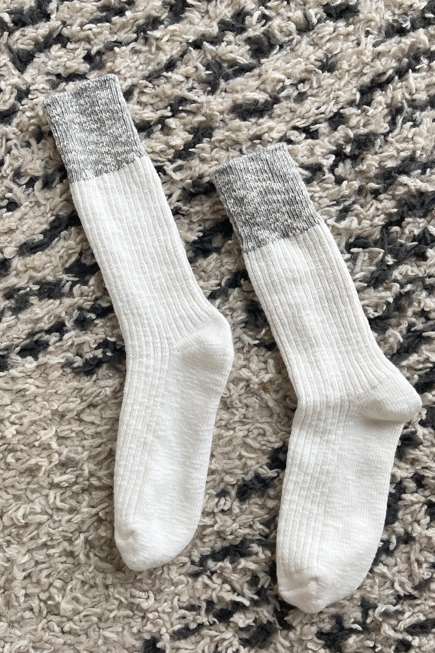 Cottage Socks - White Linen & Heather Grey