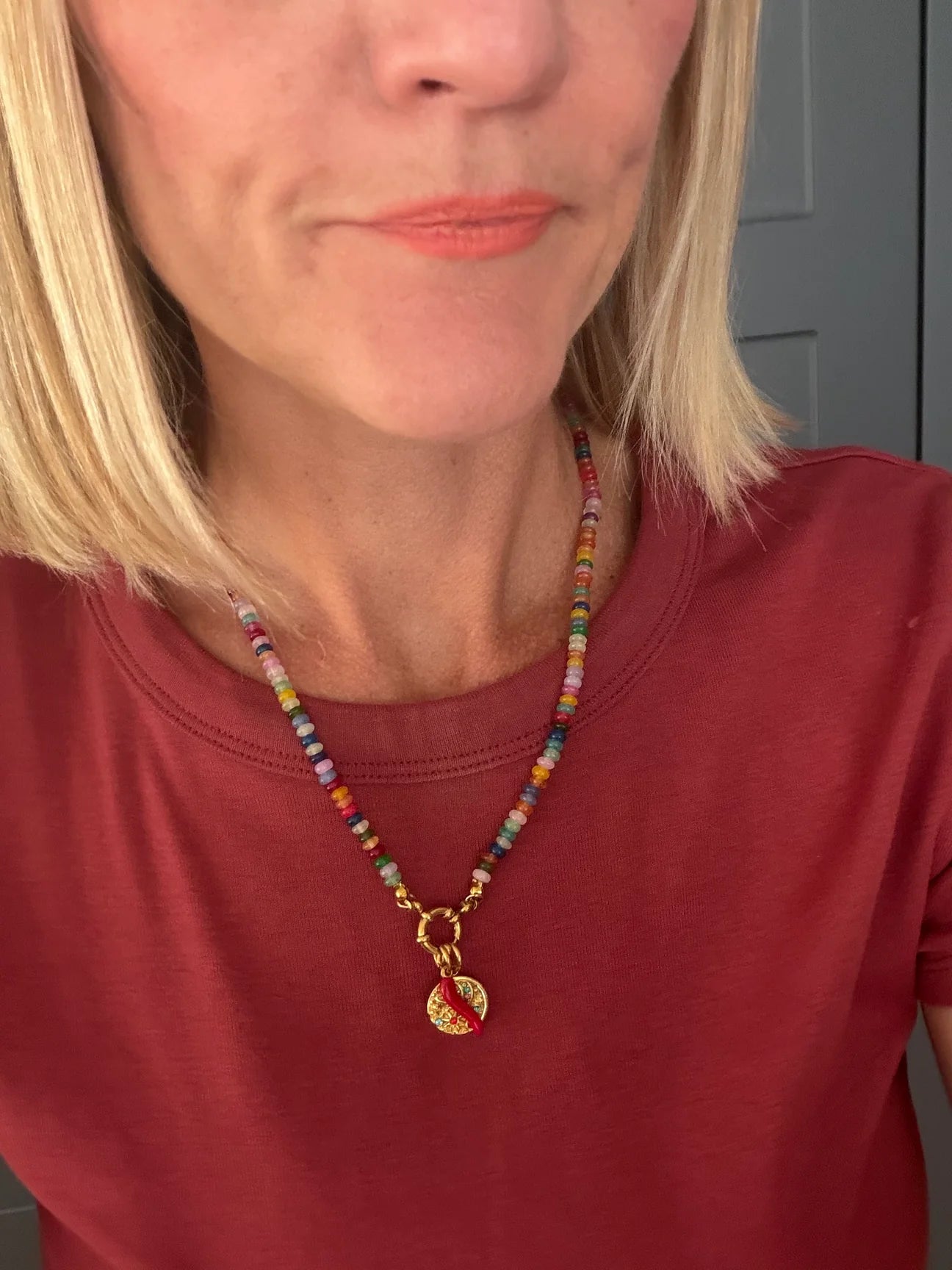 Gold Rainbow Jenni Slim Beaded Necklace