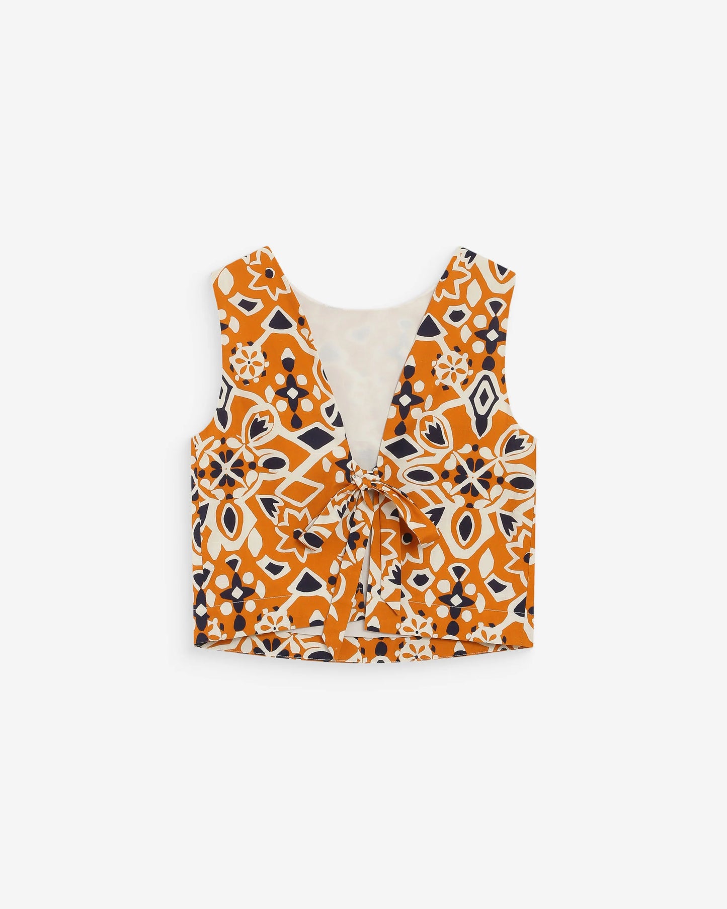 Venise Straight Printed Top - Cognac