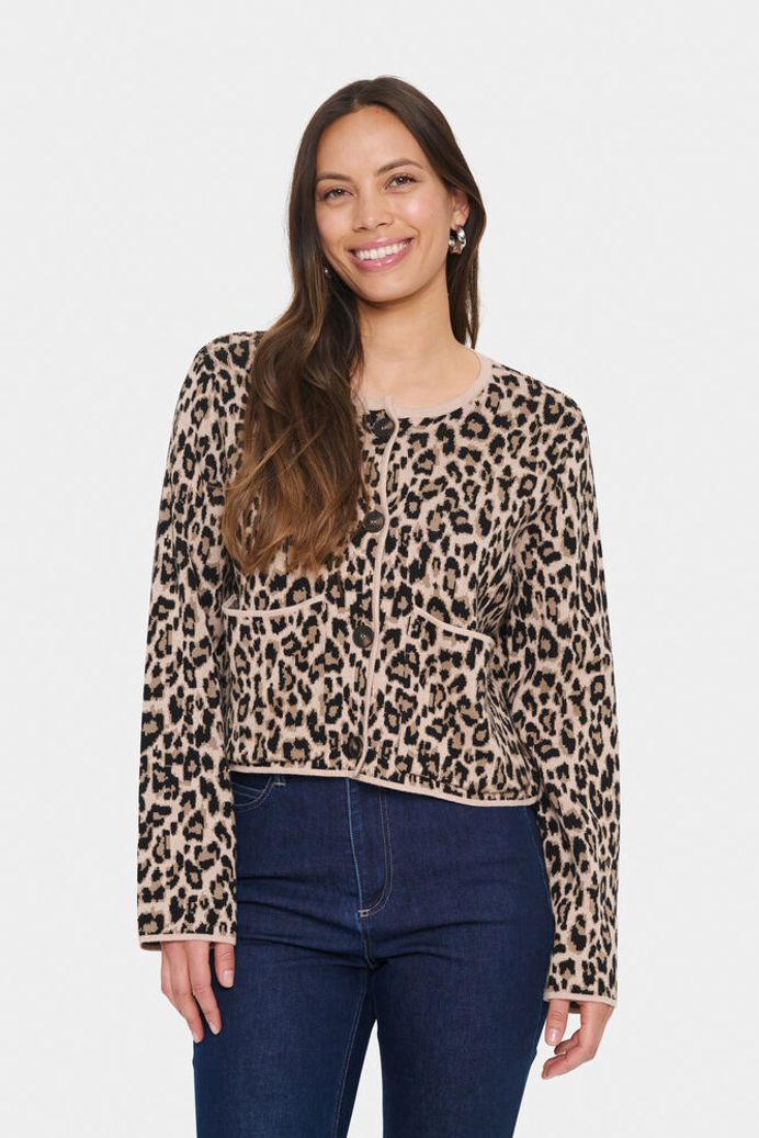 LydiaSZ Cardigan - Black Leopard Jacquard