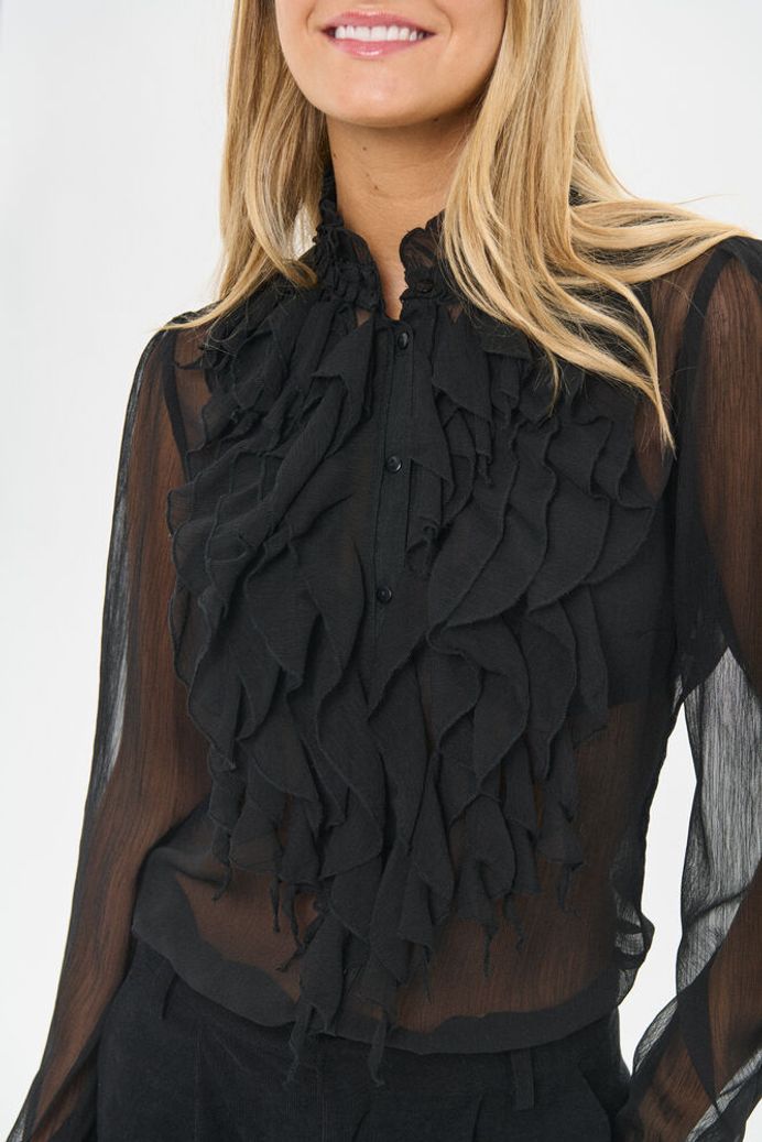 LiljaSZ Crinkle Long Sleeve Shirt - Black