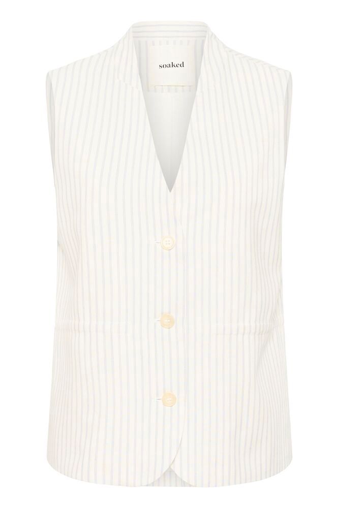 SLCandela Waistcoat - White With Blue Stripes