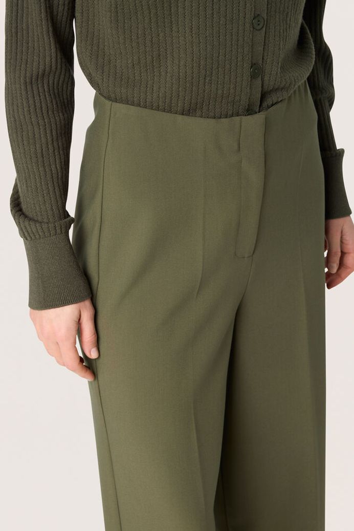 SLCorinne Wide Cropped Trousers - Grape Leaf