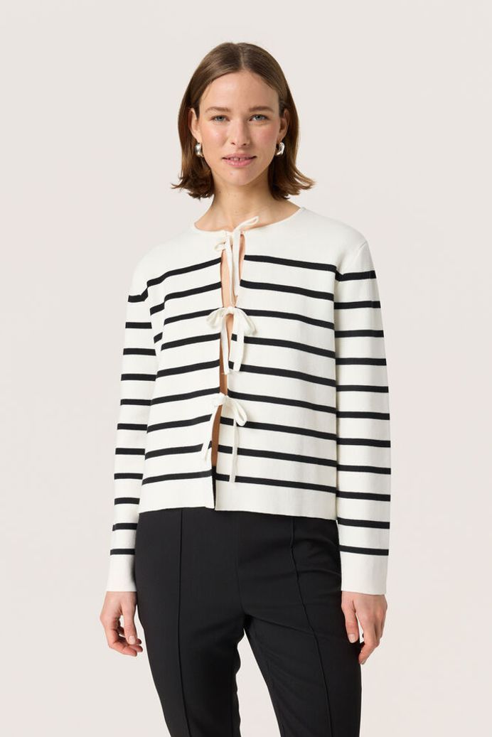 SLHaven Cardigan - White / Black Stripes