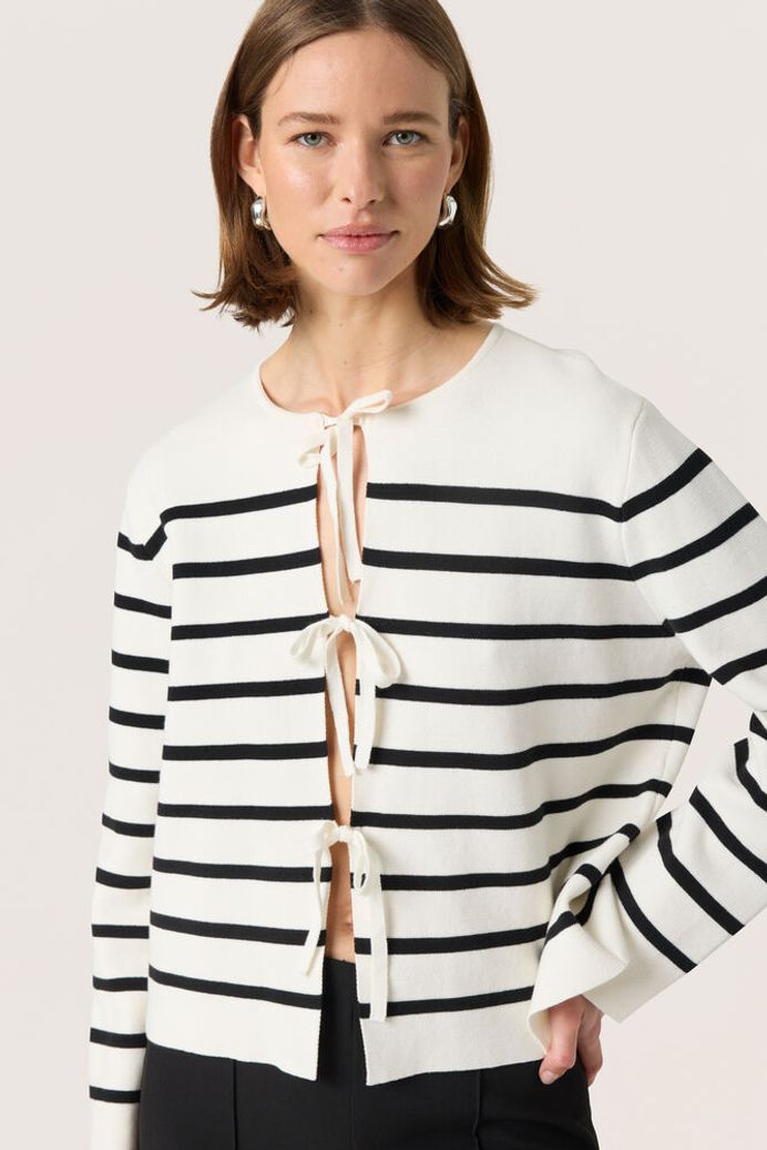 SLHaven Cardigan - White / Black Stripes