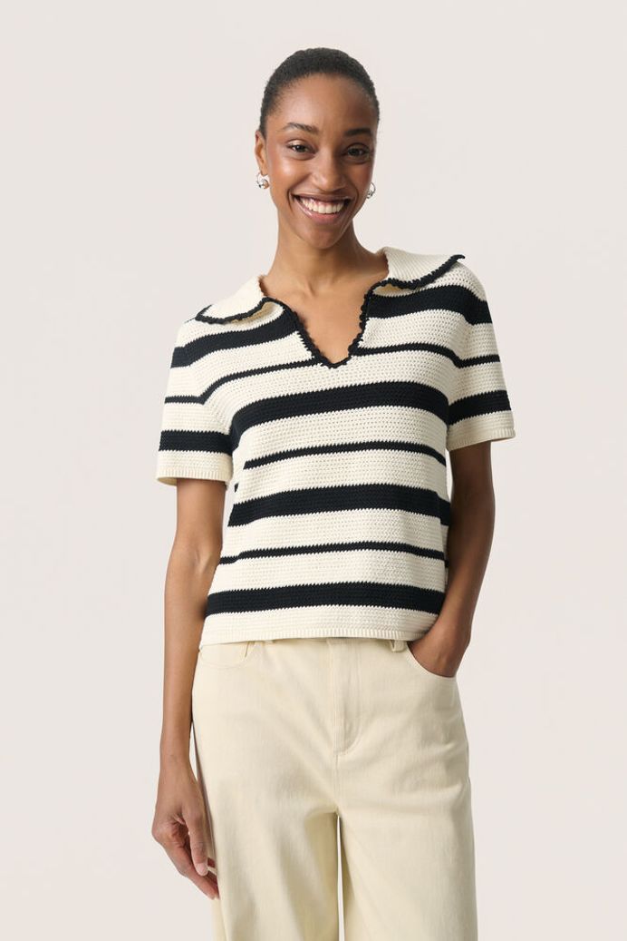 SLMadalena Pullover - White w Black Stripe