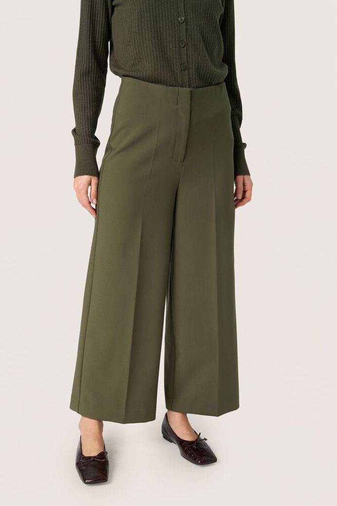 SLCorinne Wide Cropped Trousers - Grape Leaf