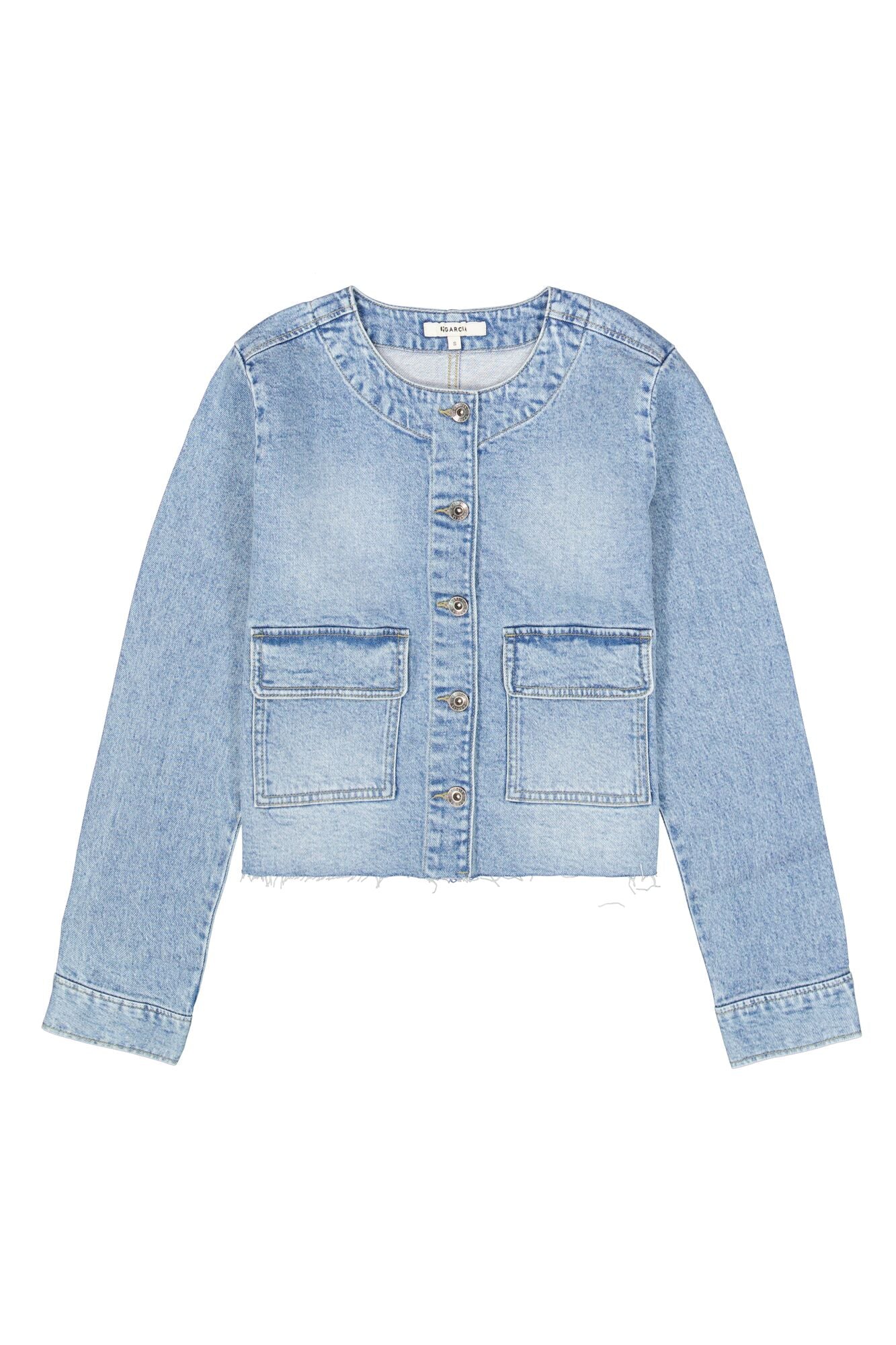 Lightly Used Effect Denim Jacket - Light Washed Blue
