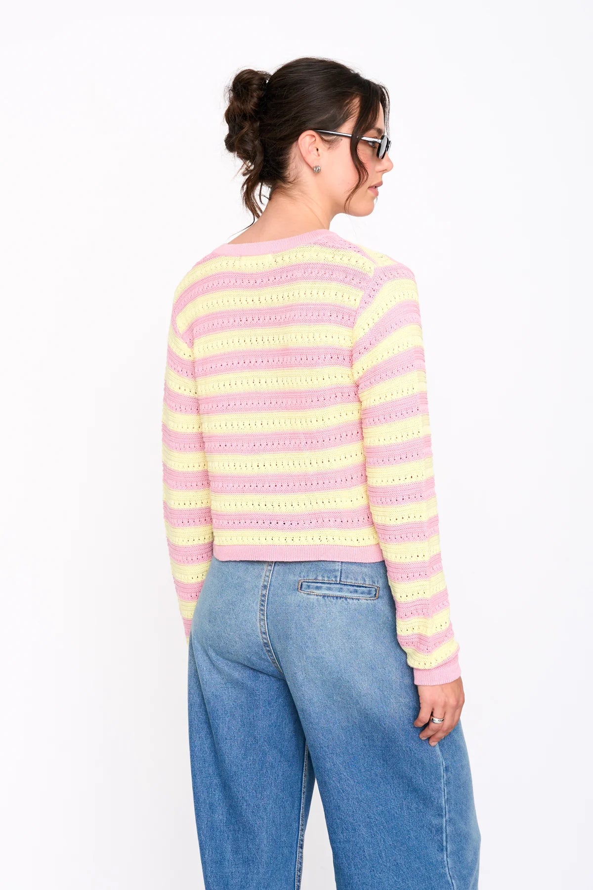 Striped Cardigan - Lemon & Pink