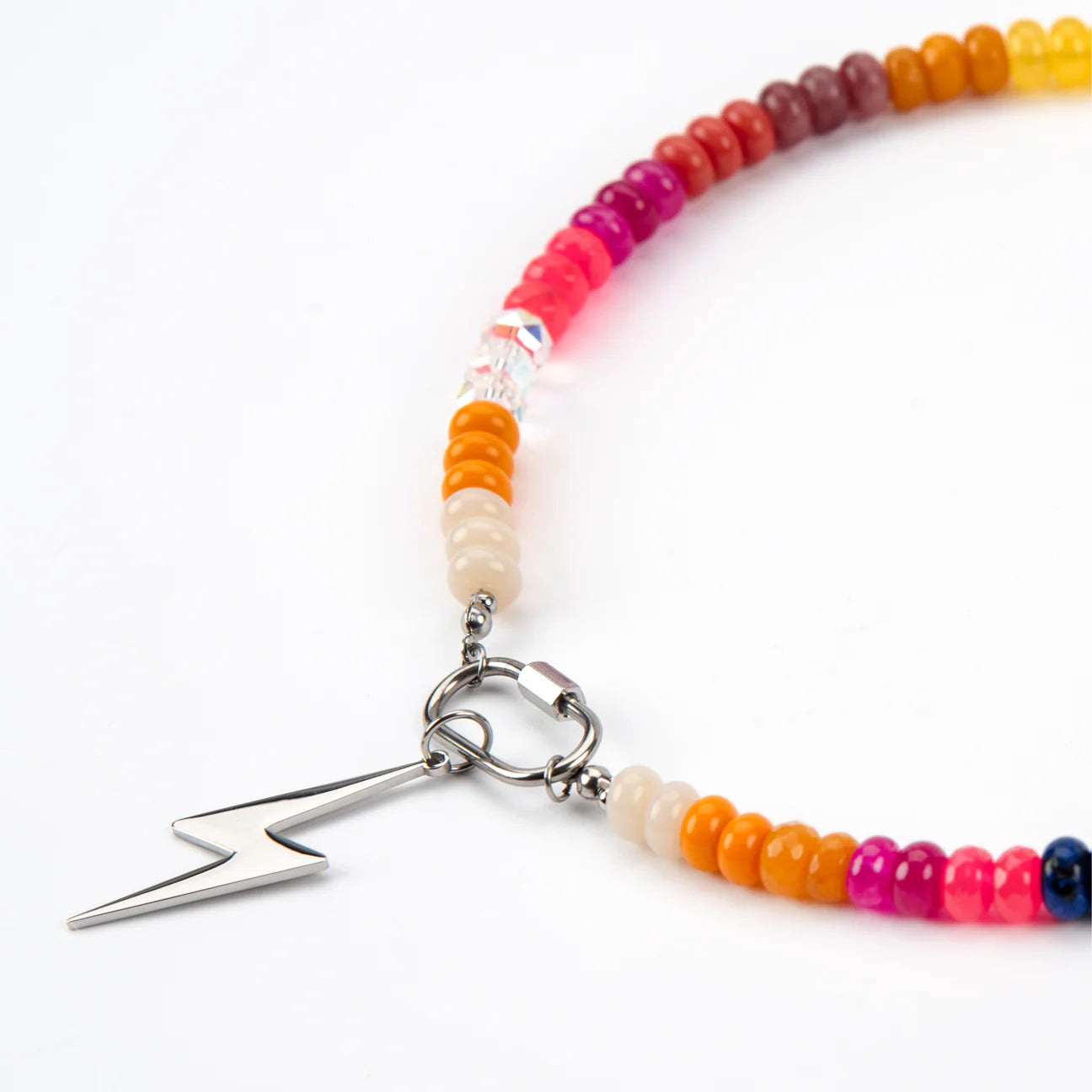 Silver Rainbow Candy Lightning Bolt Necklace