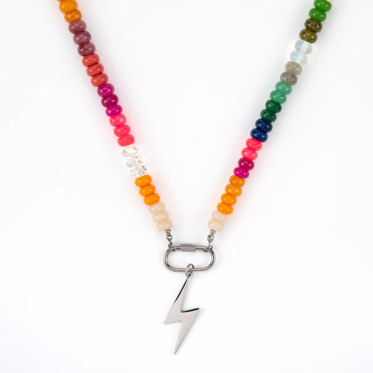 Silver Rainbow Candy Lightning Bolt Necklace
