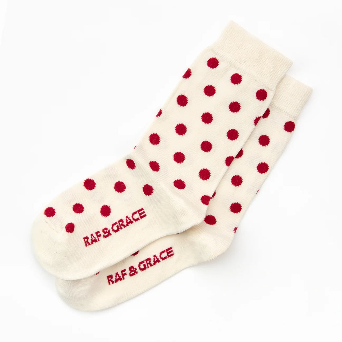 Luxe Cotton Polka Dot Socks - Ecru/Red