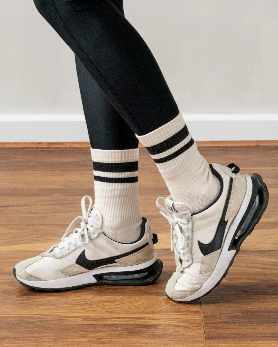 Luxe Cotton Sports Socks - Ecru & Black