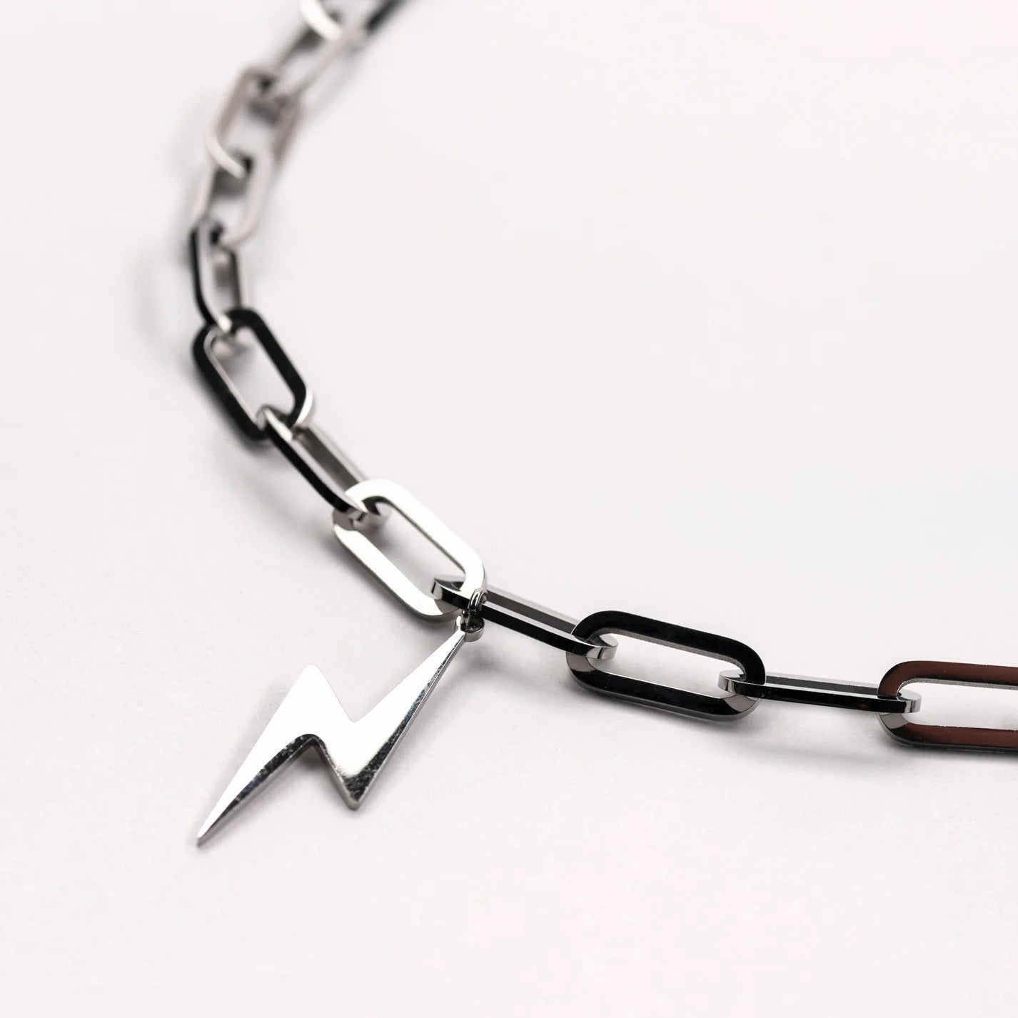 Chunky Silver Plated Lightning Bolt Necklace