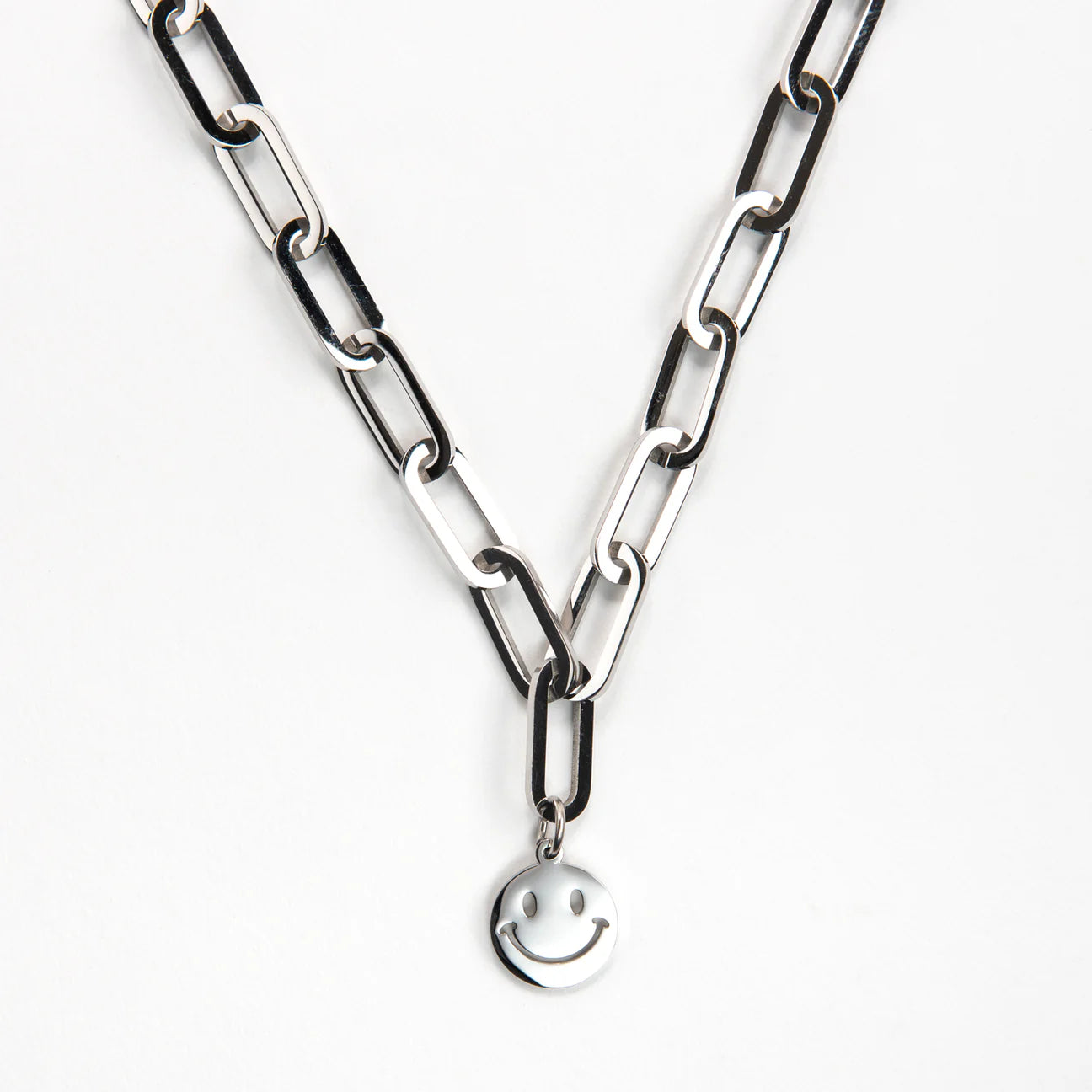 Chunky Silver Plated Smile Necklace