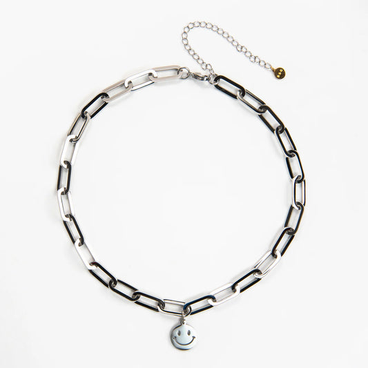 Chunky Silver Plated Smile Necklace