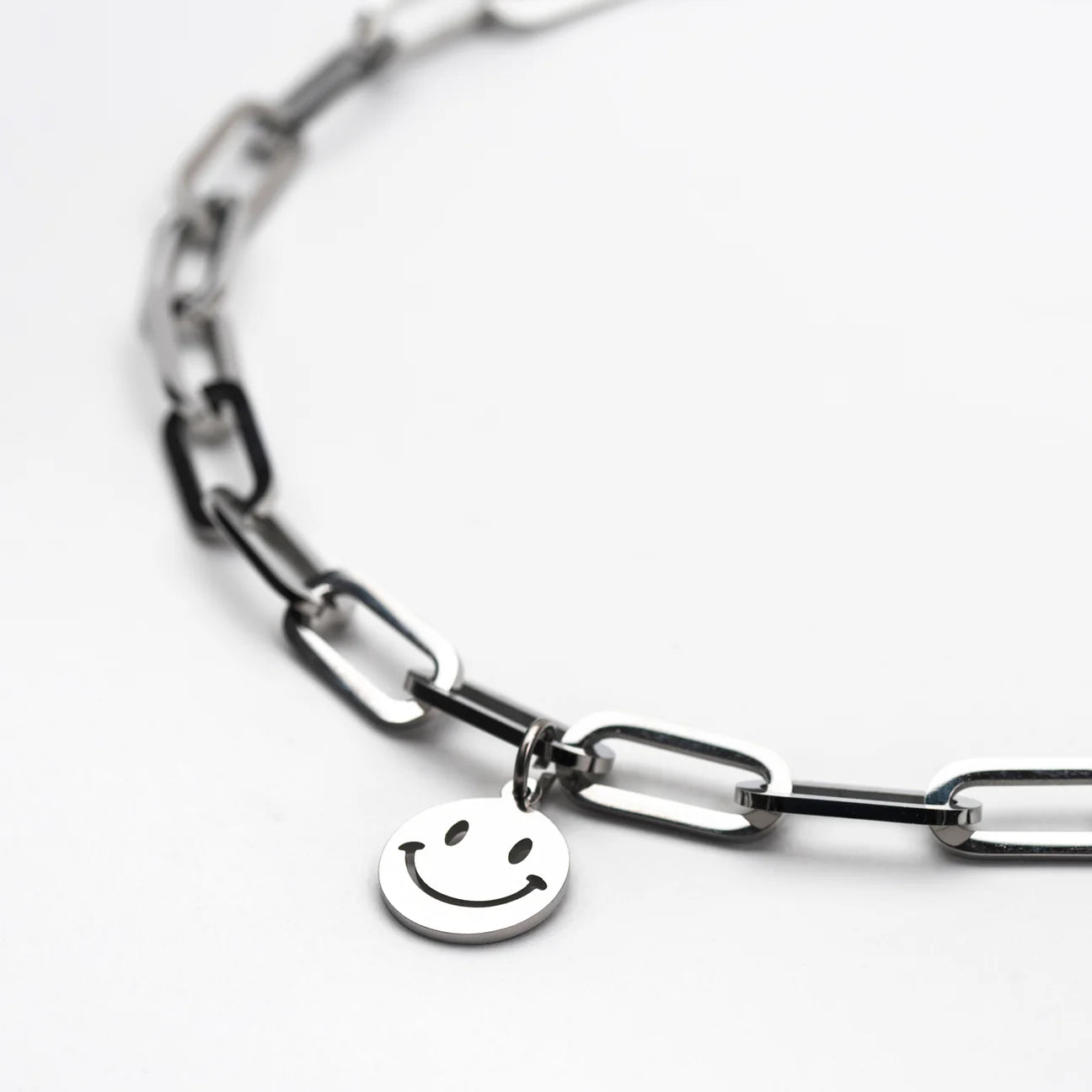 Chunky Silver Plated Smile Necklace