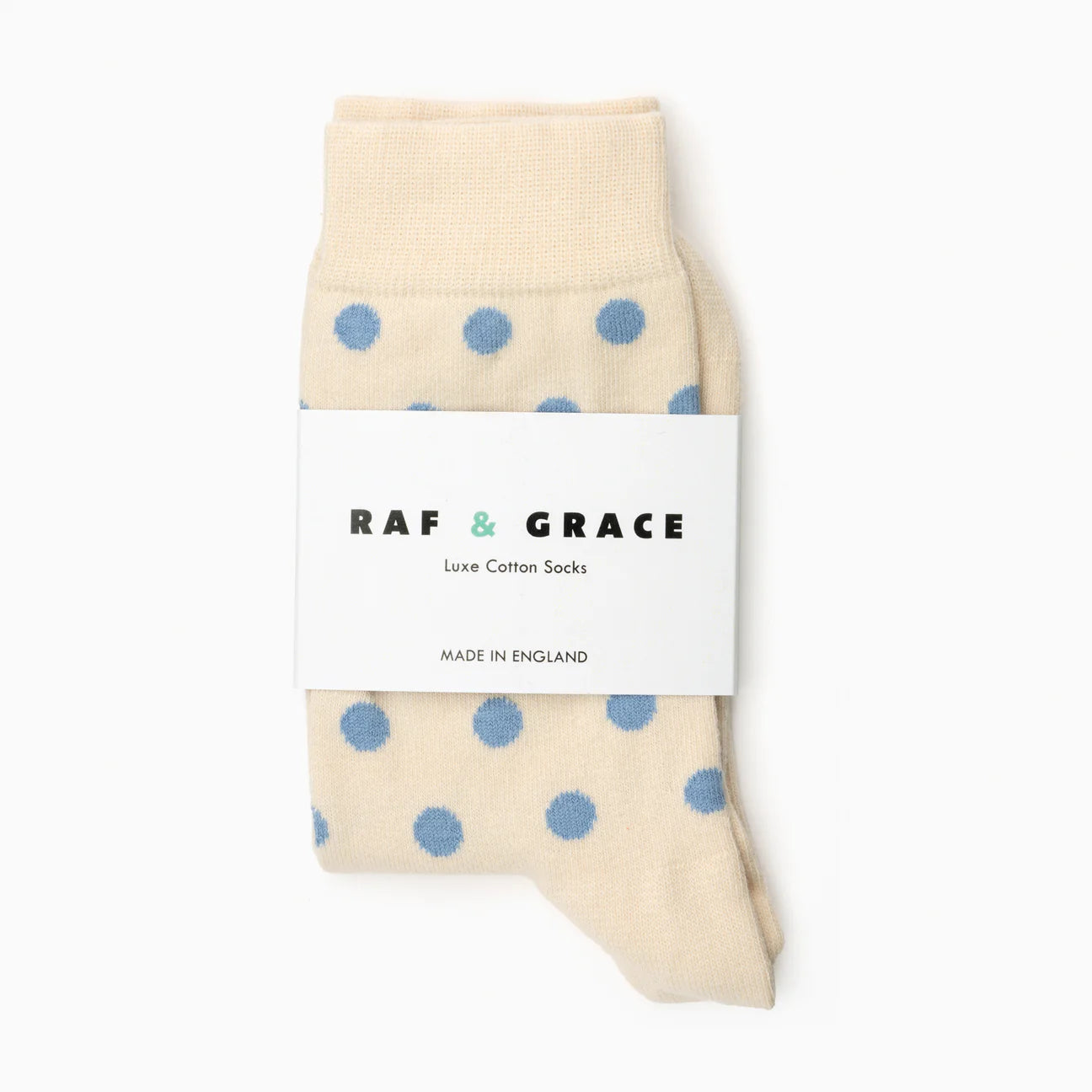 Luxe Cotton Polka Dot Socks - Ecru & Sky Blue