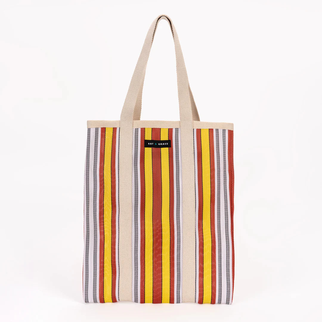 Recycled Plastic Yellow, Red & White Tote