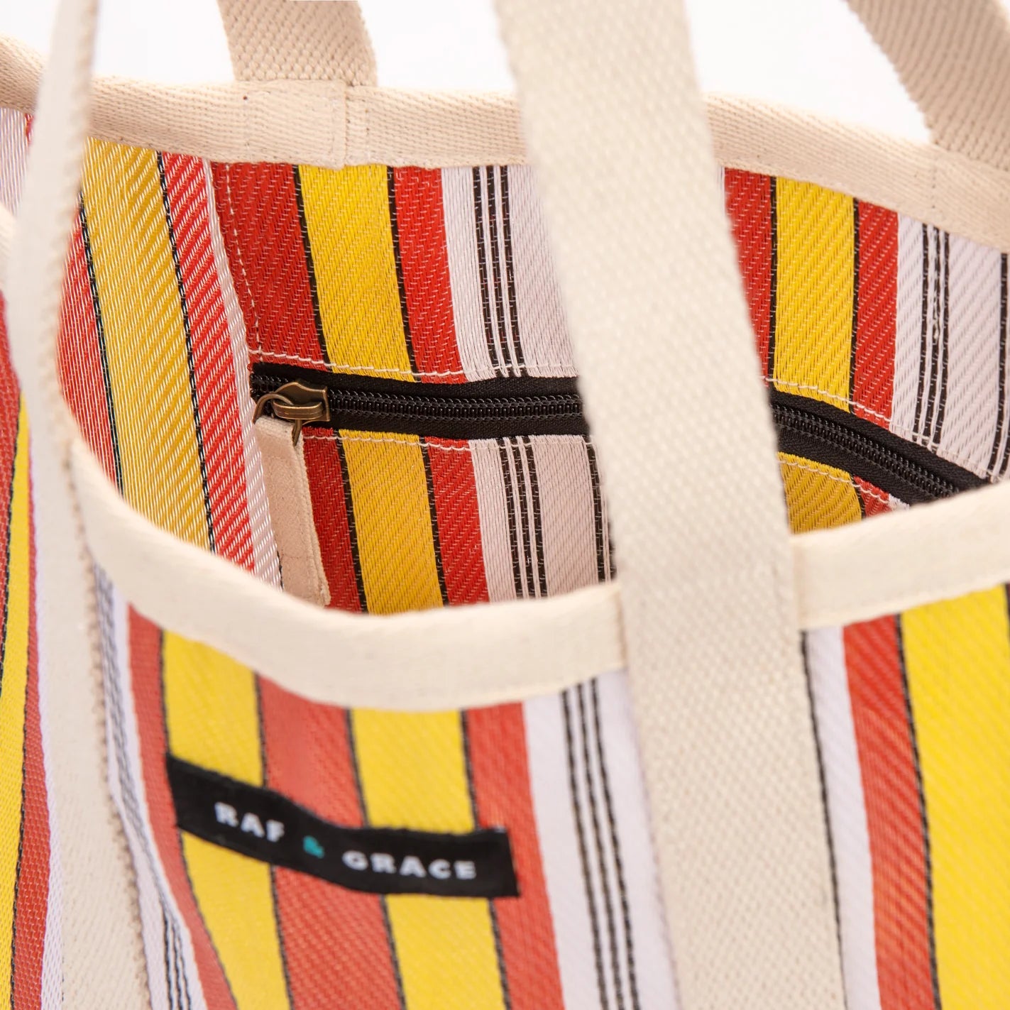 Recycled Plastic Yellow, Red & White Tote