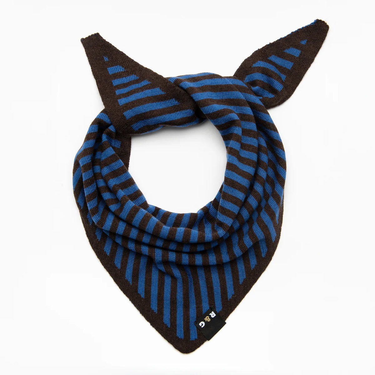 Triangle Scarf - Coffee & Bright Blue