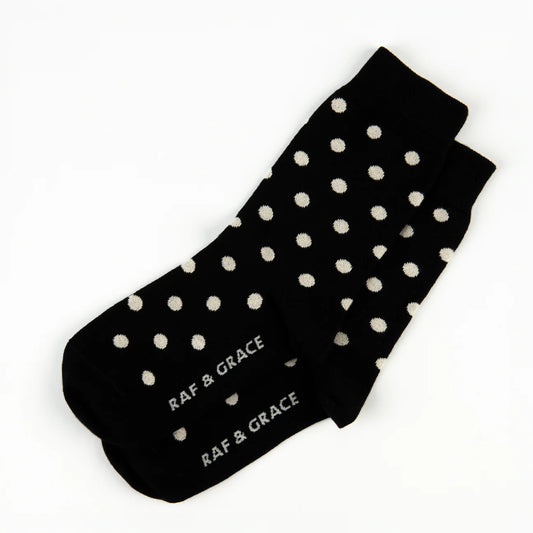 Luxe Cotton Polka Dot Socks - Black